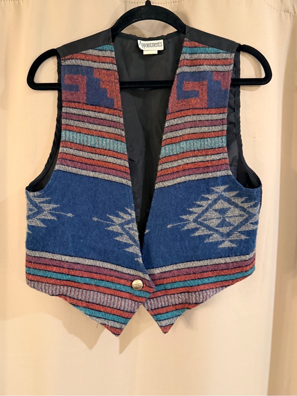 Vintage Appointments Blue Patterned Southwestern Vest